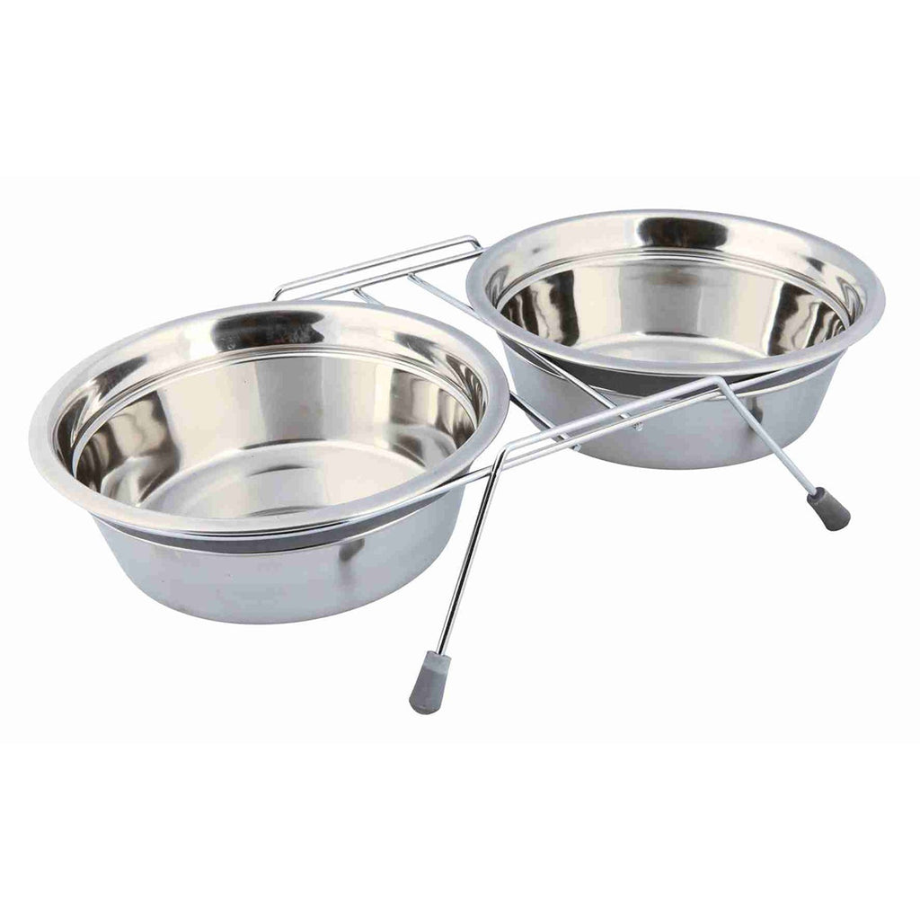 Soporte  con Comederos Acero