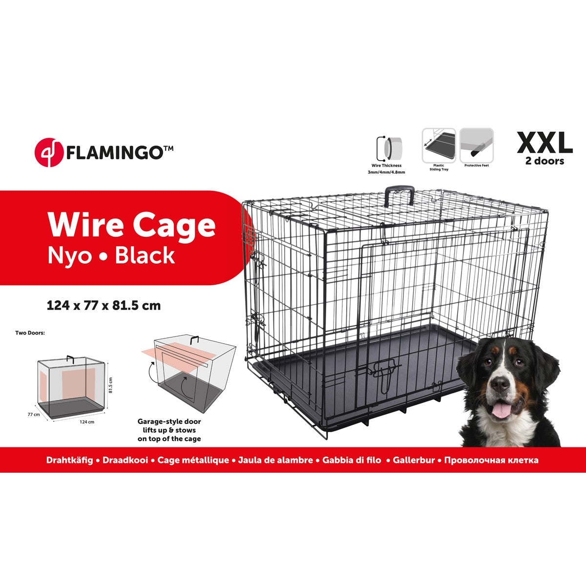 Jaula Para Perros Con Puerta Corredera Flamingo Nyo - Negro