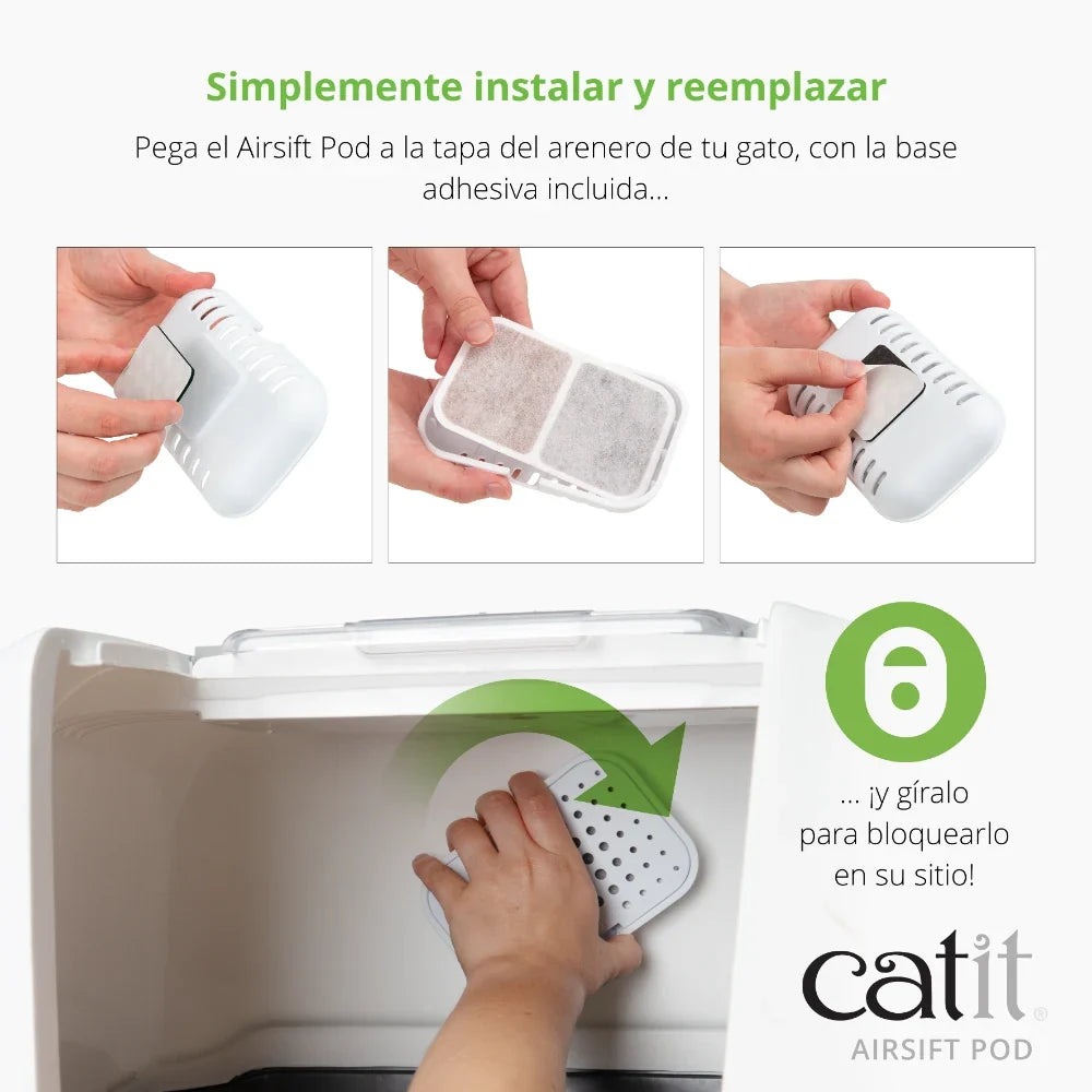 Soporte y almohadilla reductora de olores de gatos Catit Airsift Pod