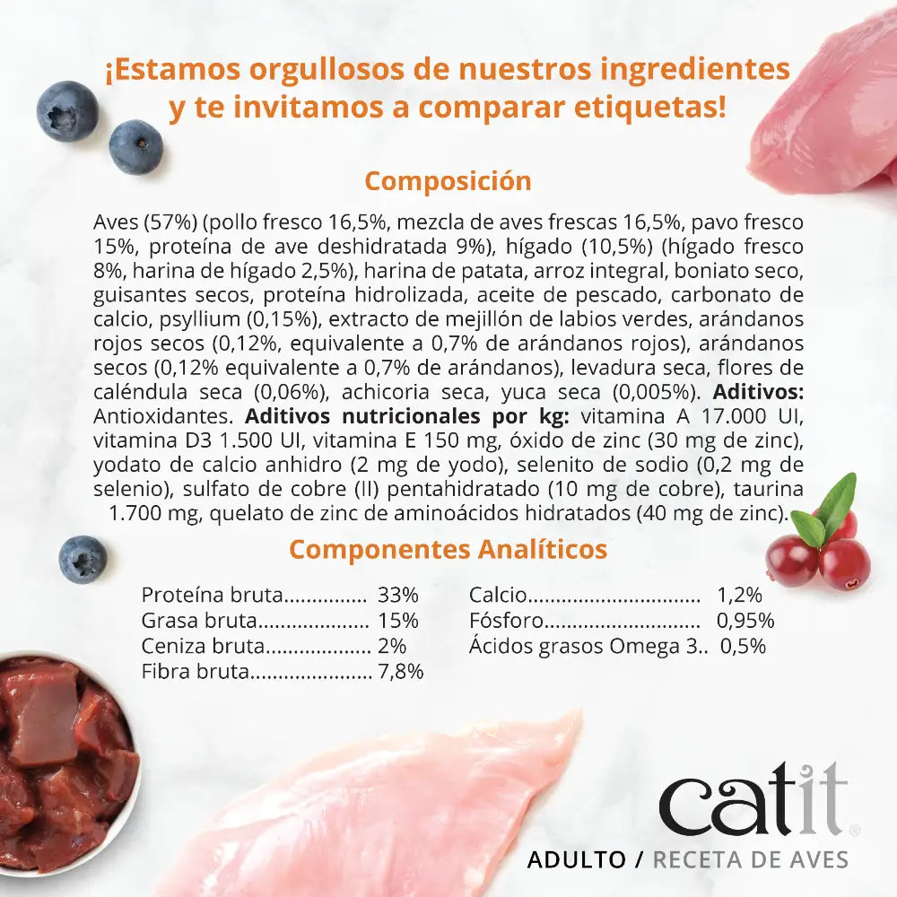 Catit Recipes Adulto Aves, 400g - Pack de 6 unidades