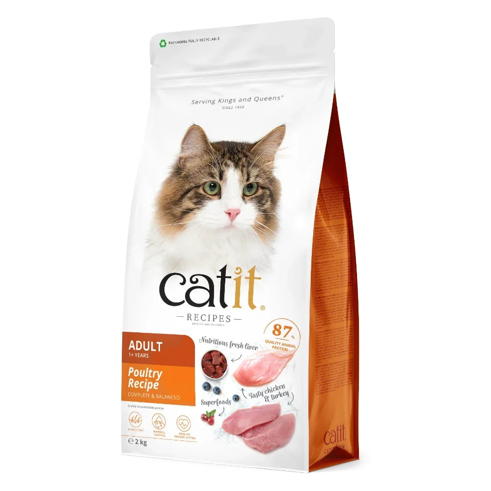 Catit Recipes Adulto Aves, 2kg - Pack de 4 unidades