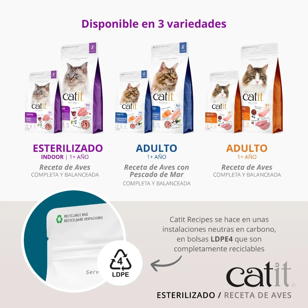 Catit Recipes Esterilizado Aves, 2kg - Pack de 4 unidades