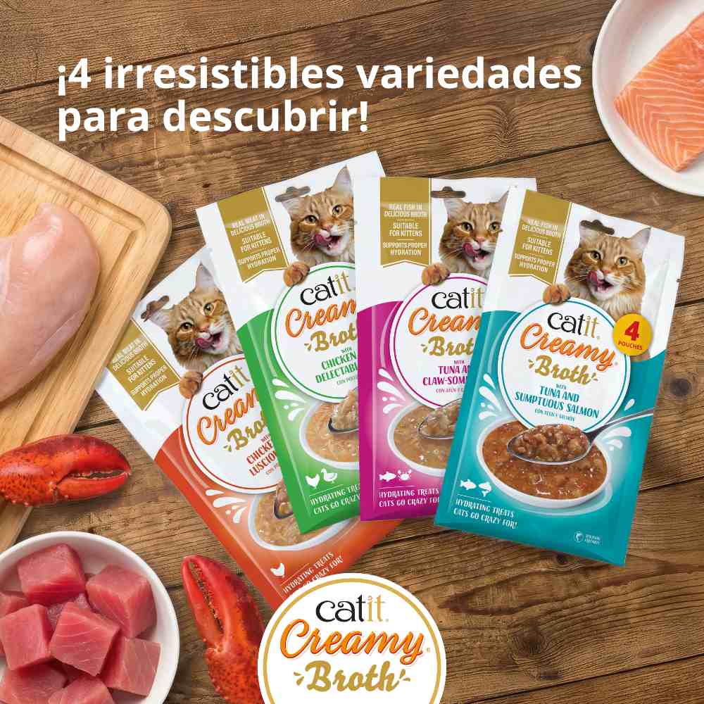 Catit Creamy Broth Pollo - Pack de 10 unidades