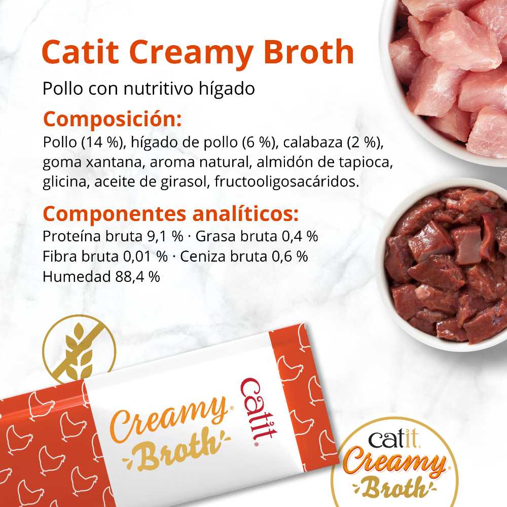 Catit Creamy Broth Pollo - Pack de 12 unidades