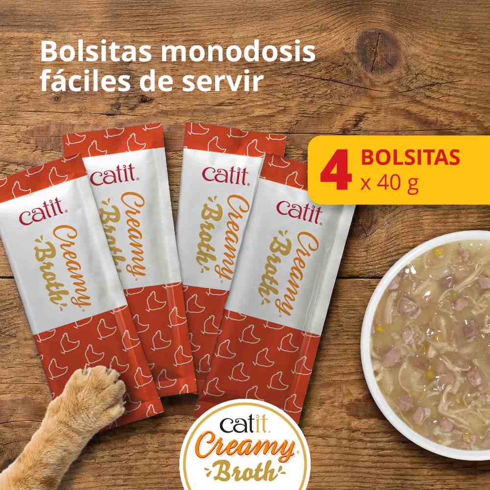 Catit Creamy Broth Pollo - Pack de 10 unidades
