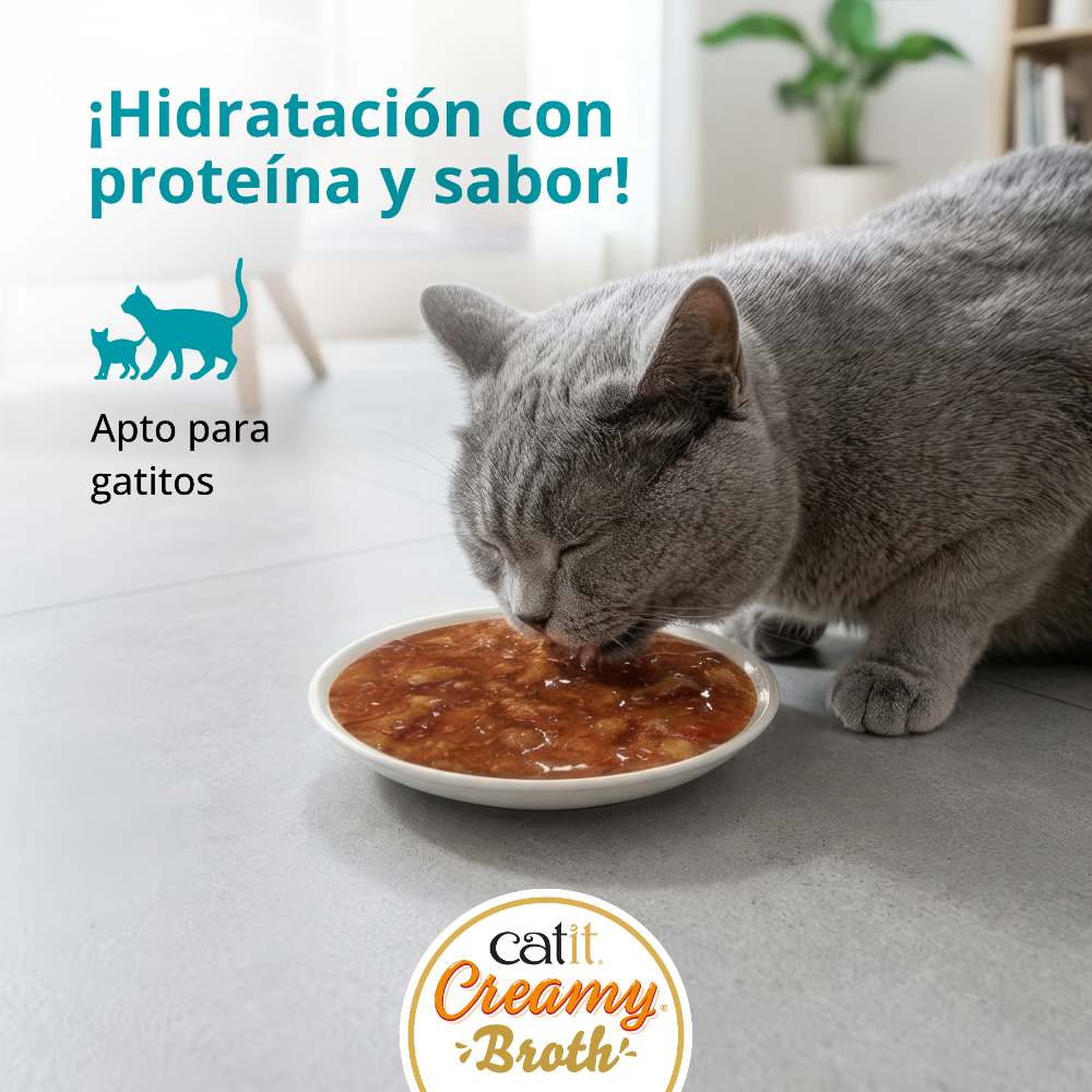Catit Creamy Broth Atún - Pack de 10 unidades