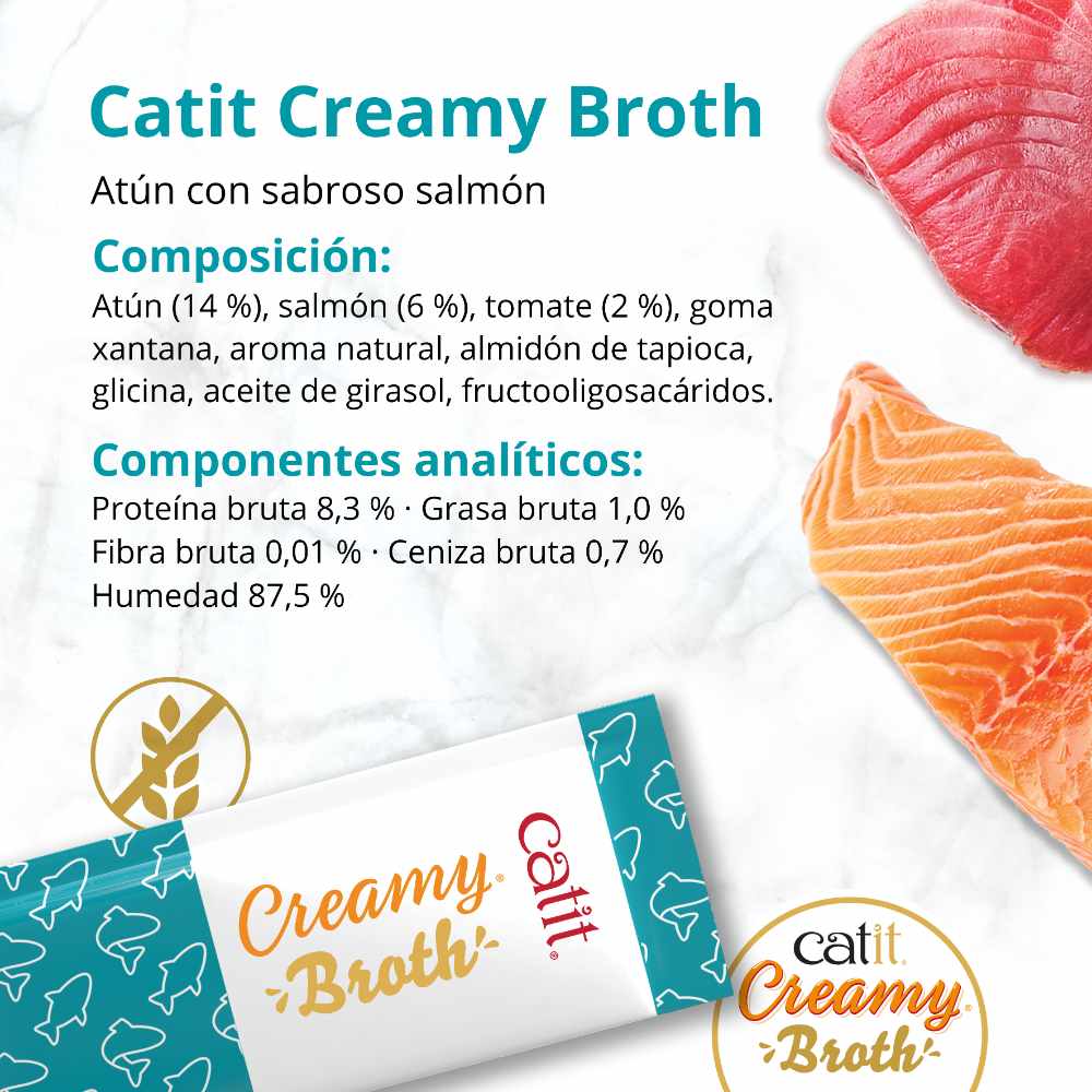 Catit Creamy Broth Atún - Pack de 10 unidades