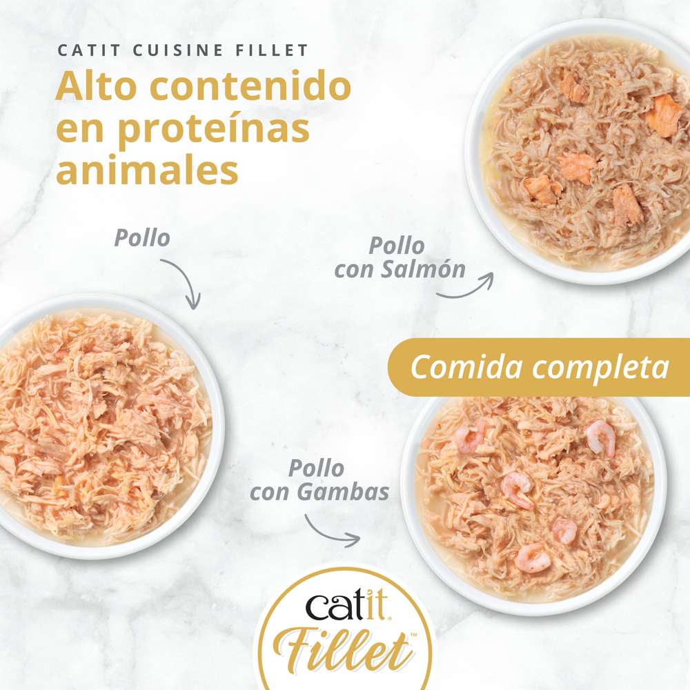 Pollo desmenuzado para gatos Catit Cuisine Fillet 75g - Pack de 12 unidades