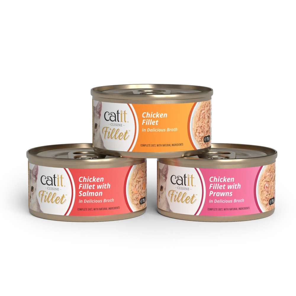 Pollo desmenuzado para gatos Catit Cuisine Fillet 75 - Pack de 12 unidades
