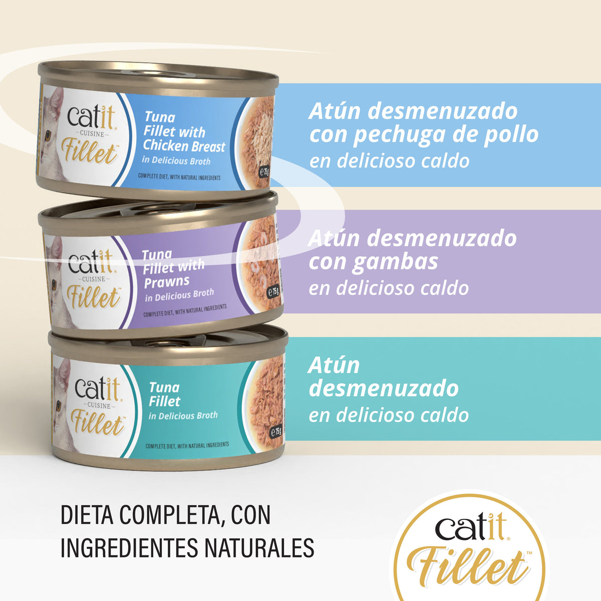 Atún desmenuzado para gatos Catit Cuisine Fillet