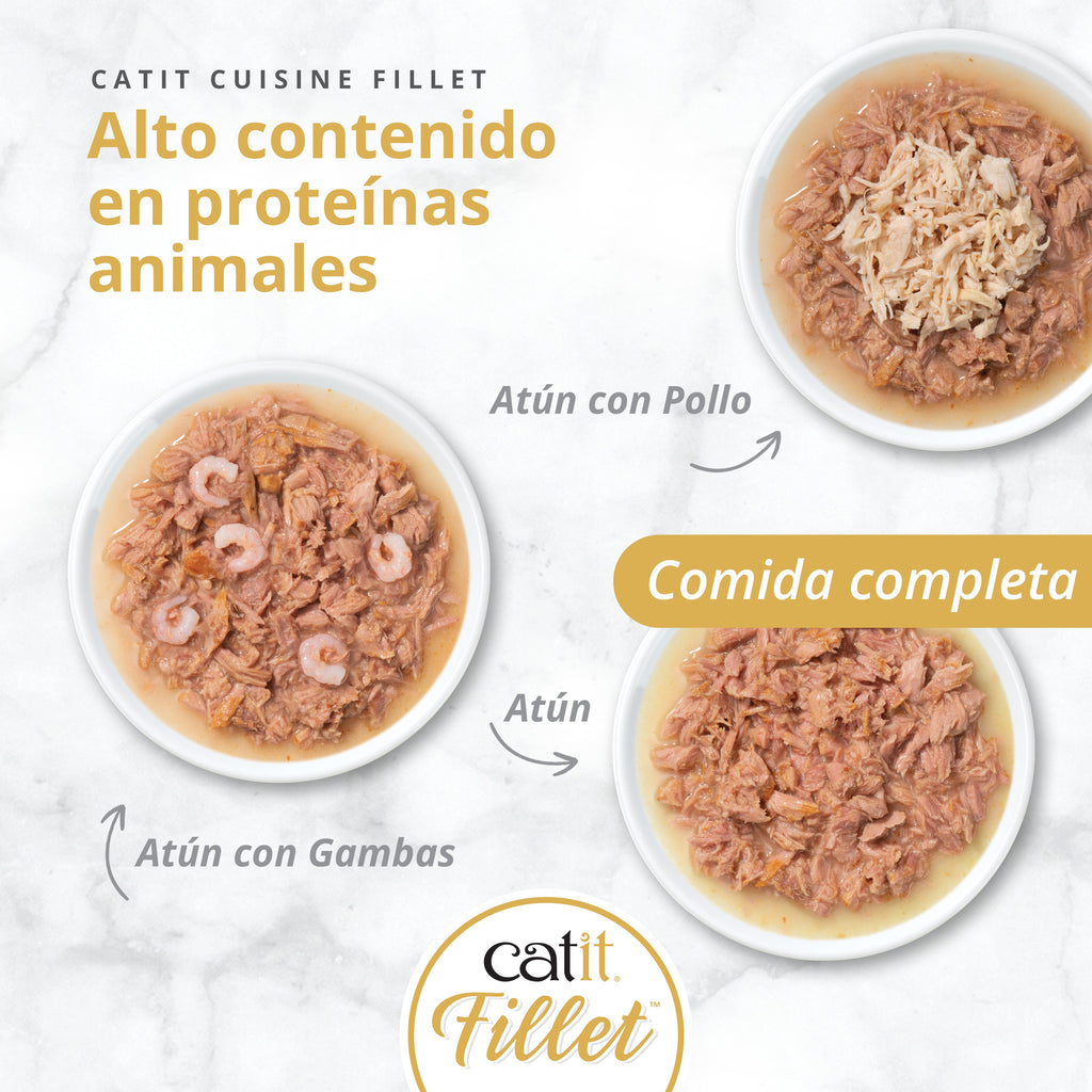 Atún desmenuzado para gatos Catit Cuisine Fillet 75g - Pack de 12 unidades