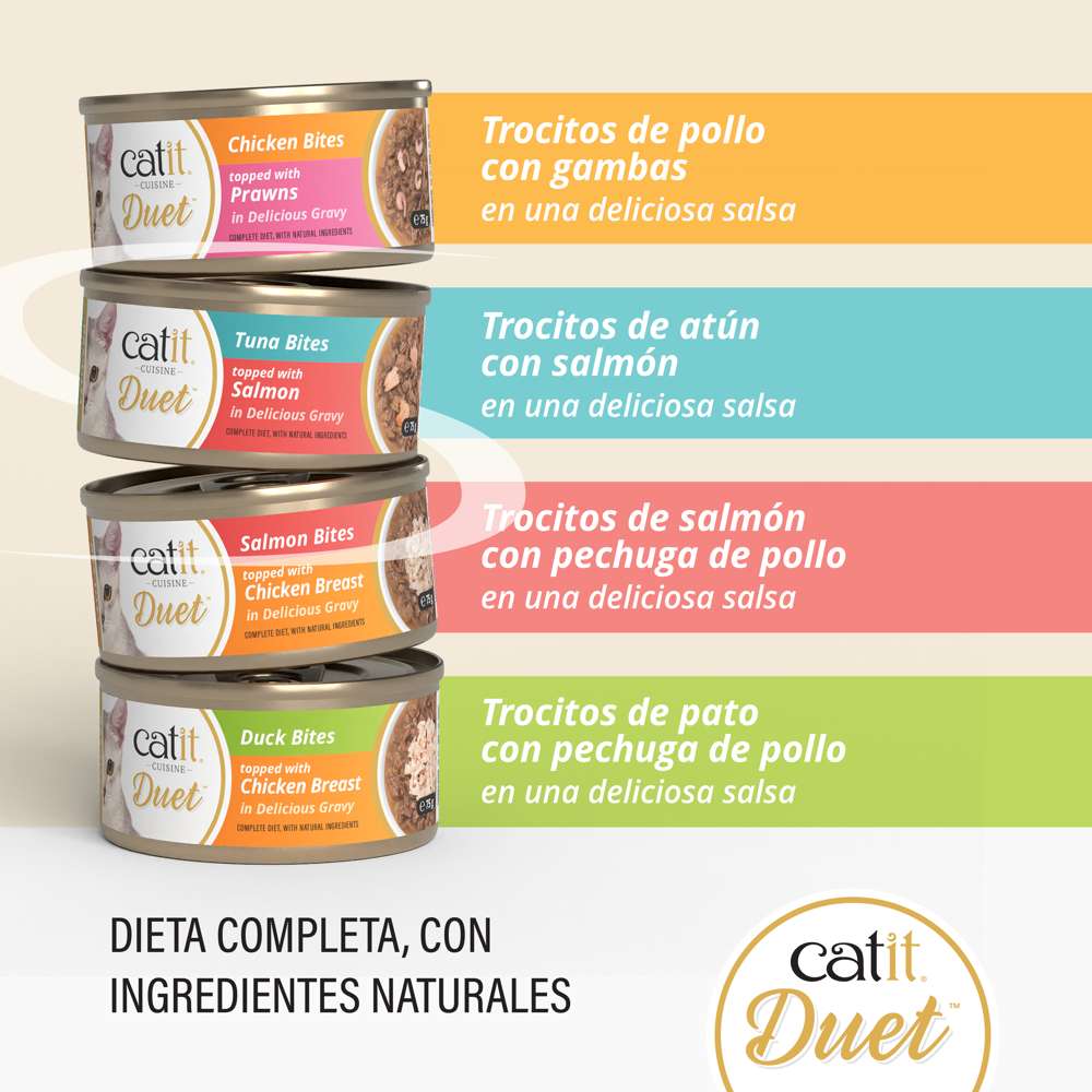 Dúo de carne con toppings para gatos Catit Cuisine Duet 75g - Pack de 12 unidades