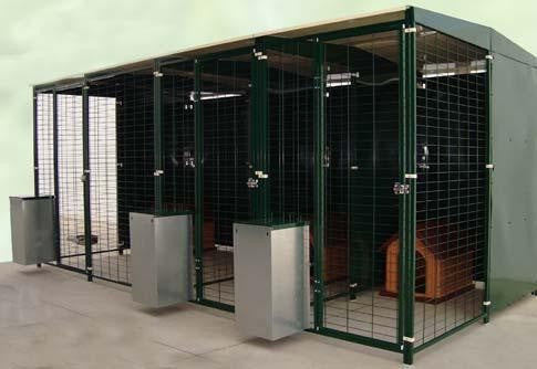 Batería de perrera modular 4x2 m con 3 boxes