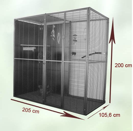 Voladero para loros 2x1 m Imor - jaula de vuelo exterior con techo mixto