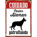 Señal A5 Metálica 'Cuidado Pastor Alemán Patrullando'