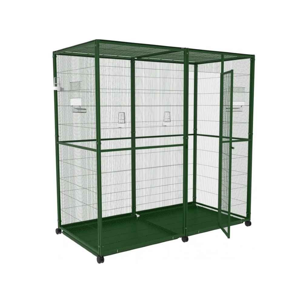 Voladero para pájaros de 2 m2 con ruedas y puerta peatonal