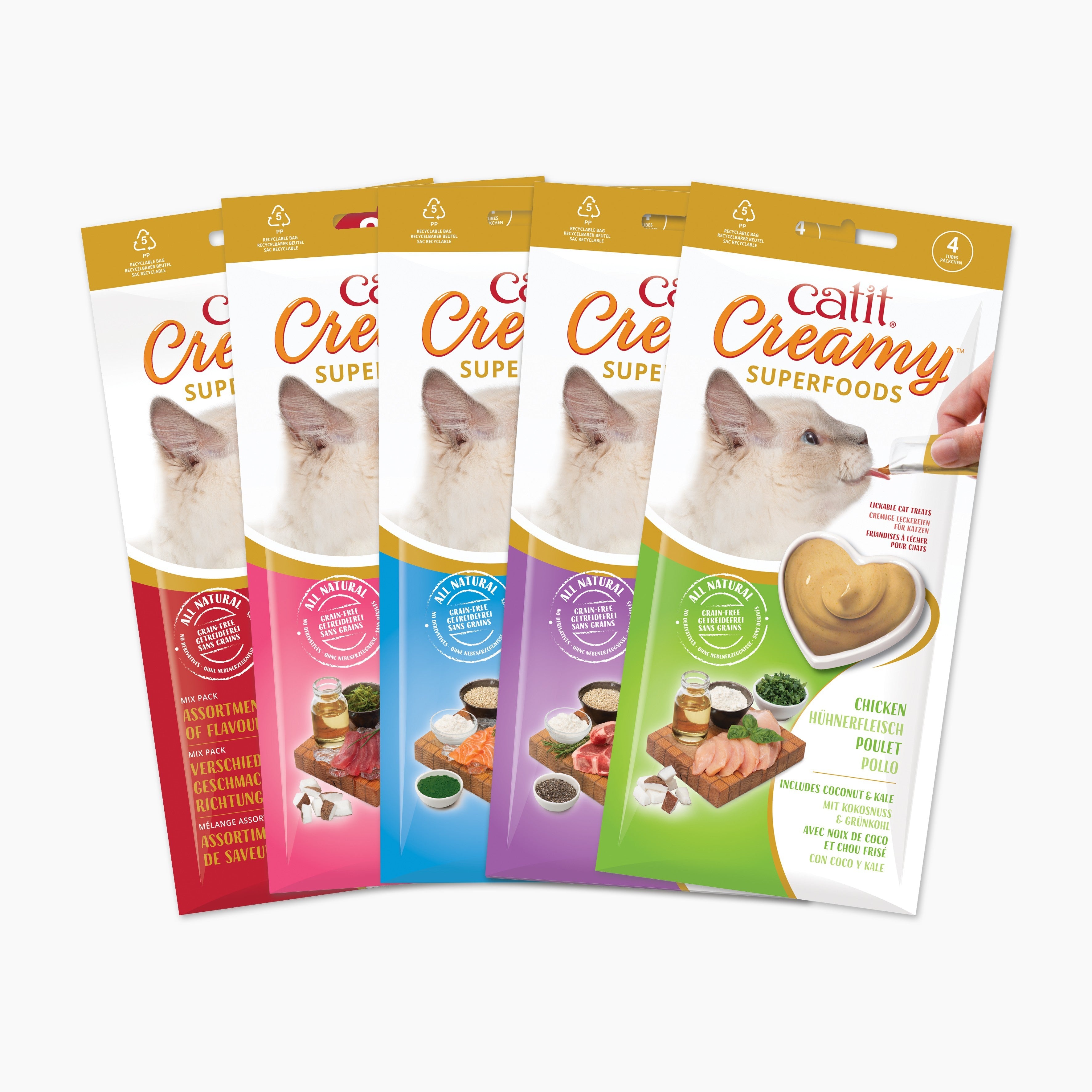 Catit Creamy Superfood Atún/CocoWakame, 4x10g - Pack de 12 unidades