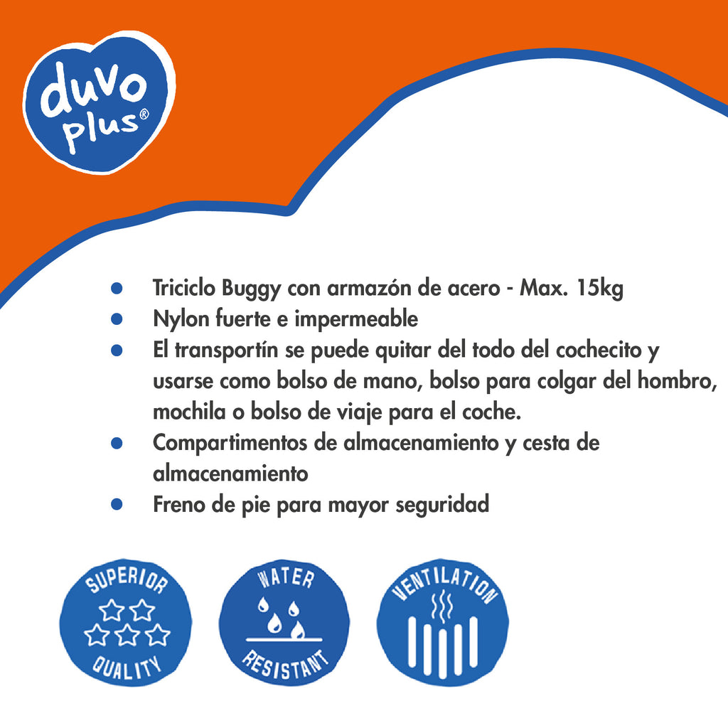 Duvo carrito de paseo Deluxe hasta 15 kg