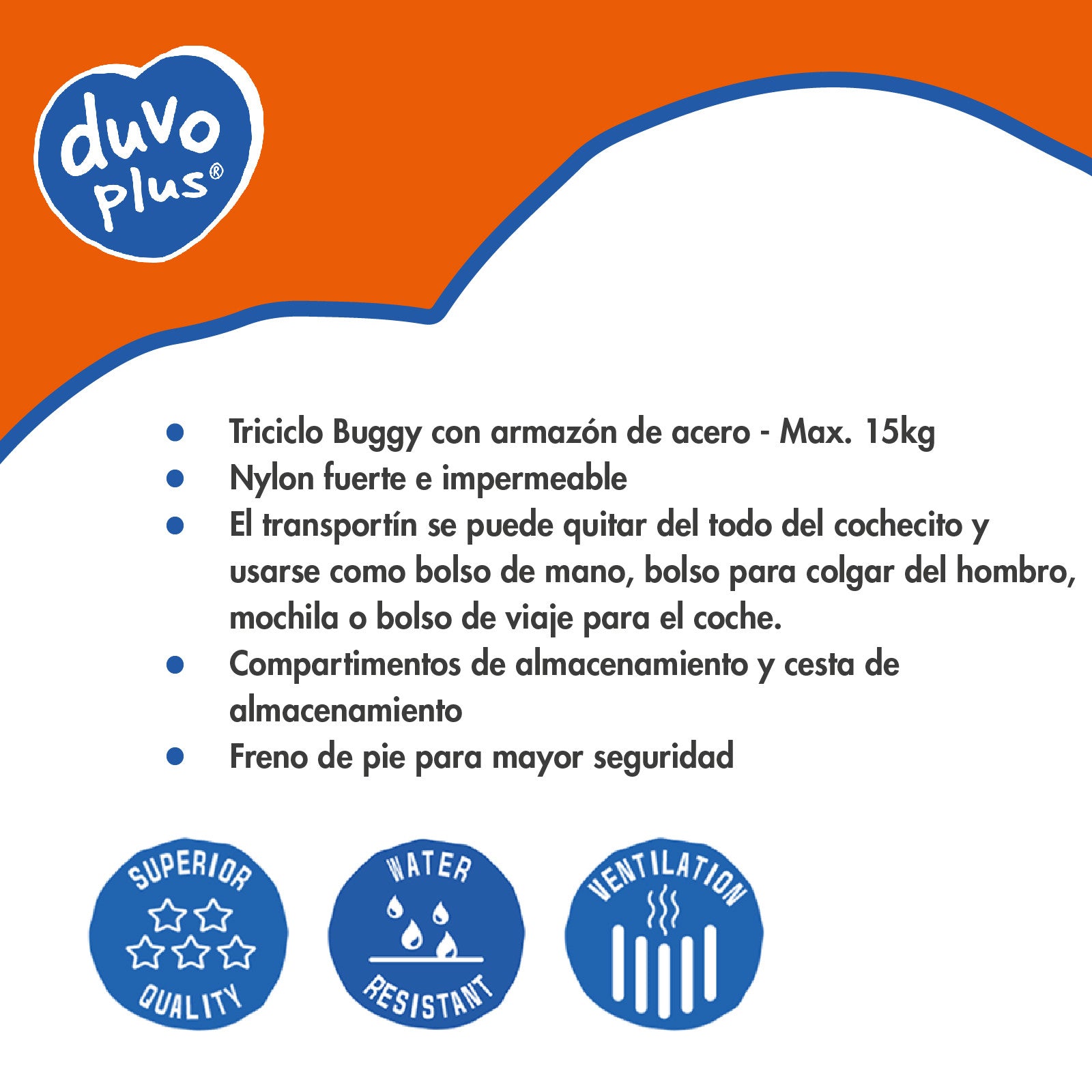 Duvo carrito de paseo Deluxe hasta 15 kg