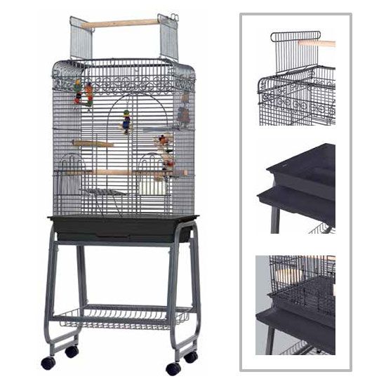 Jaula para loros Max Sun Cages - jaula grande con comederos y bandeja extraíble