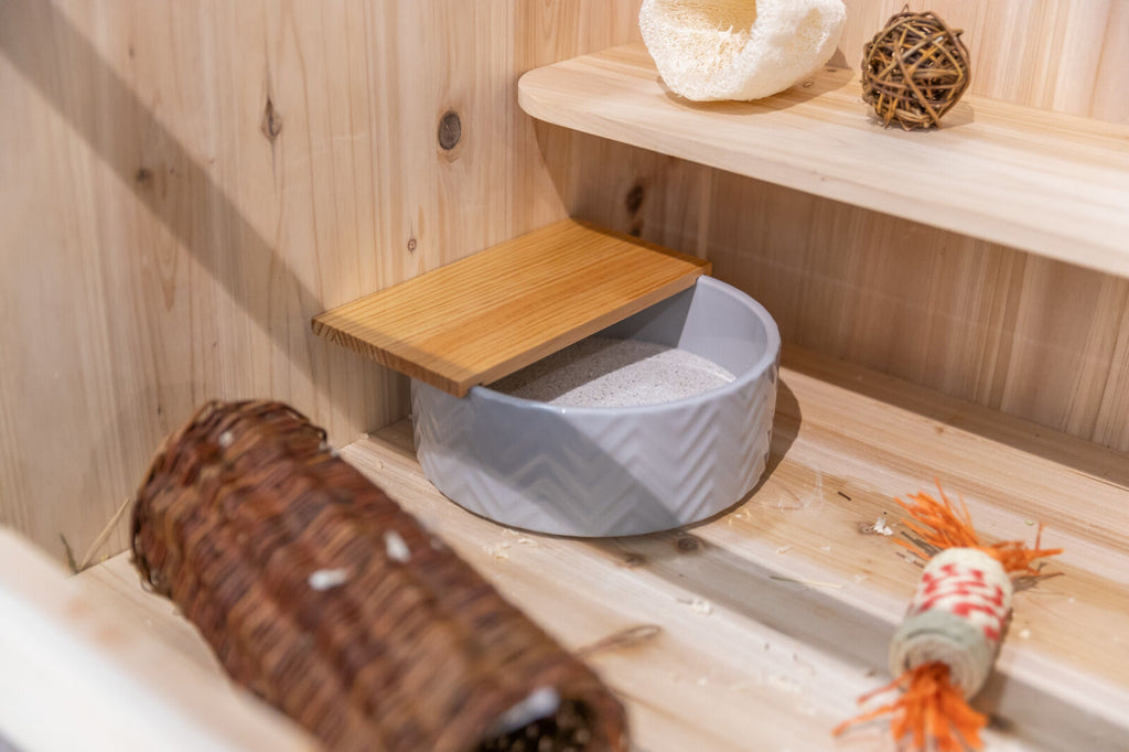 Bañera de Arena con plataforma para roedor