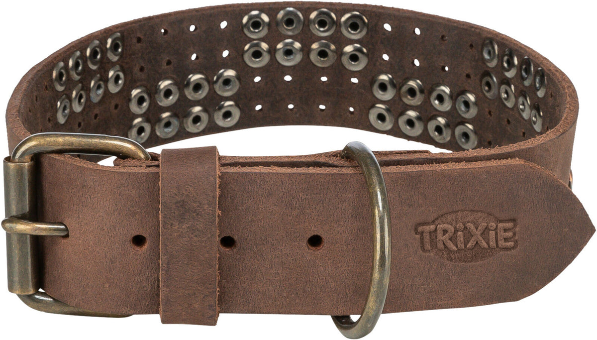 Rustic Collar de piel engrasada Remaches, extra ancho