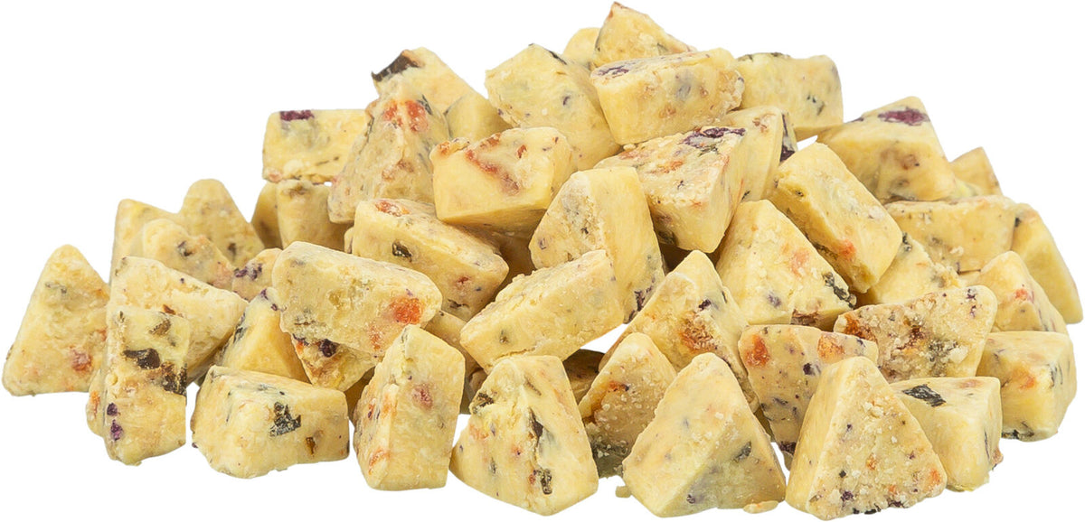 Triángulos de queso con fruta y vegetables