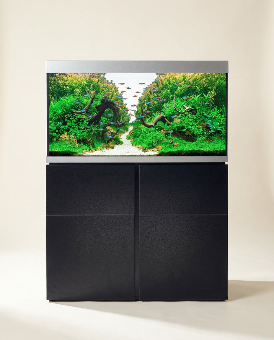 Acuario Fluval Siena 332 L plantado con su mueble