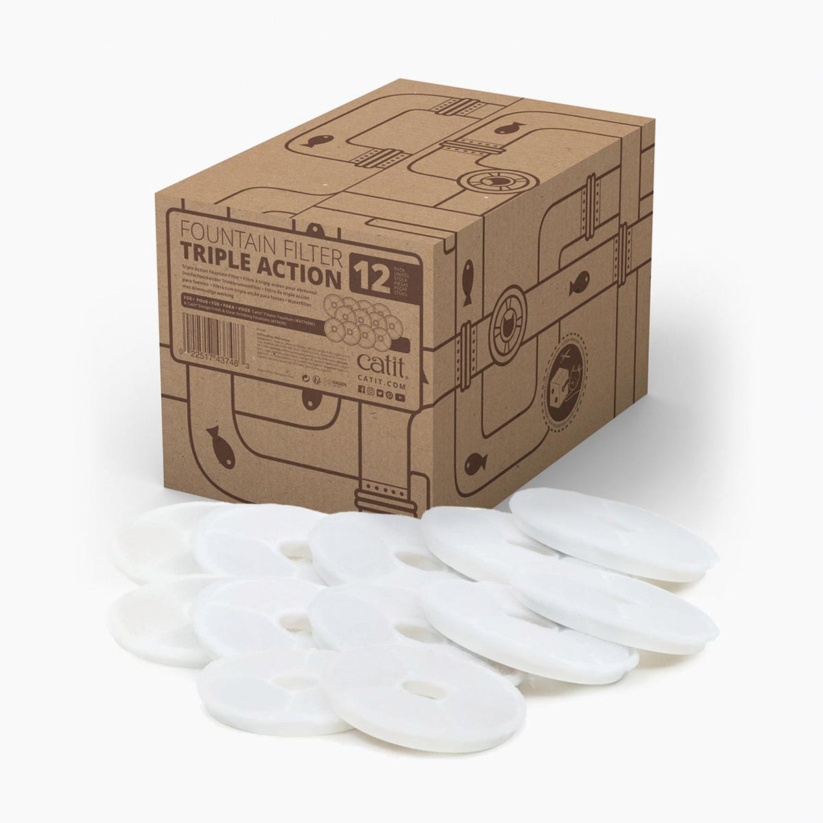 Catit Filtro de Triple Acción para Fuentes, 12 uds