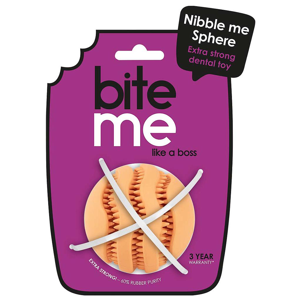 DUVO JUGUETE PERRO NIBBLE ME SPHERE NARANJA T-L 9 x 9 x 9 CM