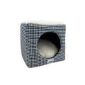 YAGU DESCANSO CUBO COMPACTO VICHY NEGRO BORREGUILLO T-U 33 x 33 x 33 CM