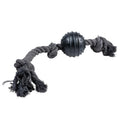 DUVO JUGUETE PERRO ECO CUERDA NEGRA 3 NUDOS CON BOLA GOMA DE 8 CM 50 x 8 x 8 CM