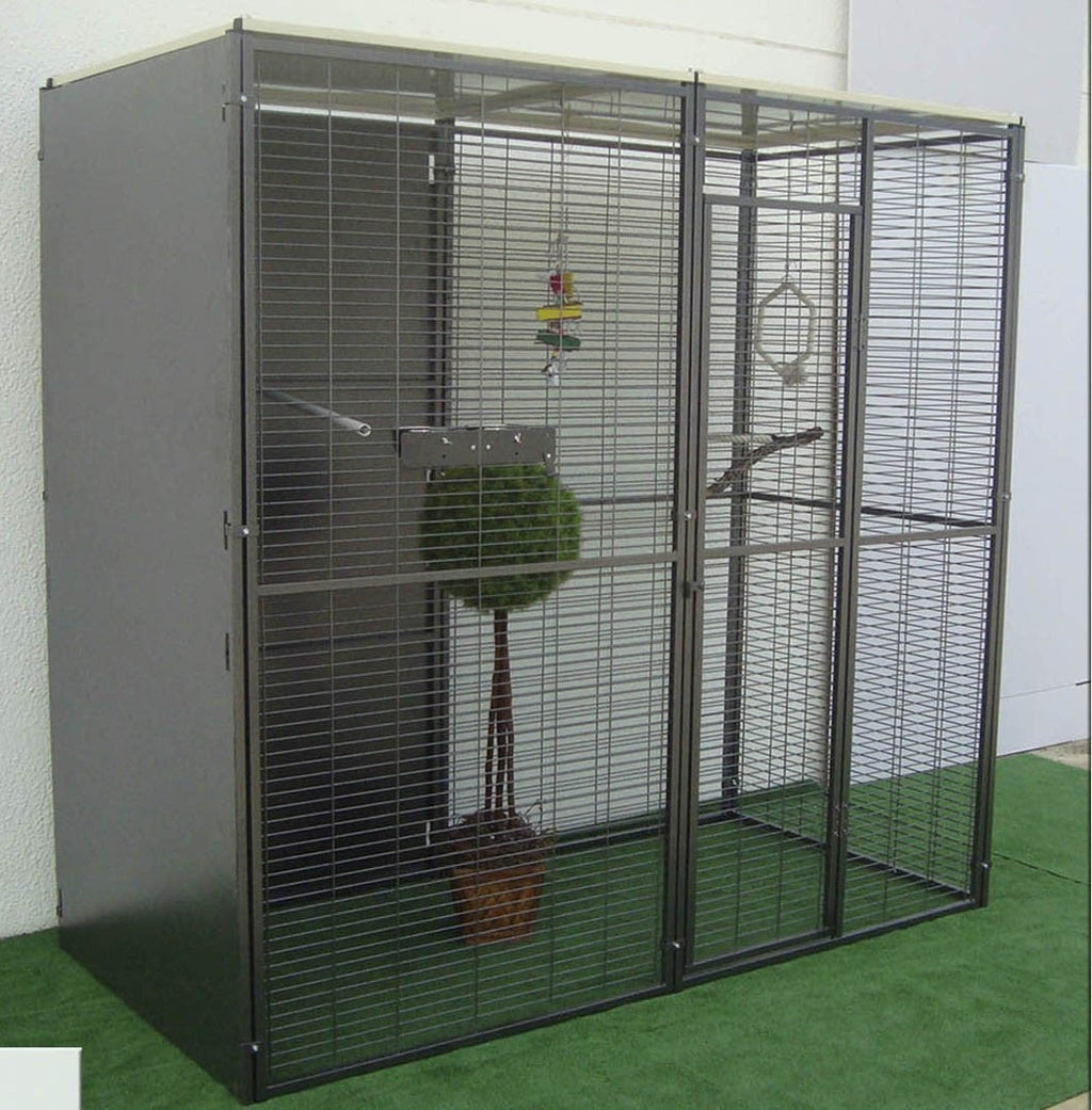 Voladero para loros 2 x 1 m con techos planos, partido al centro