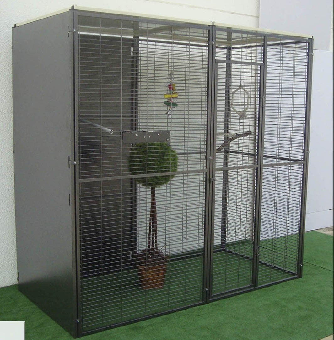 Voladero para loros 2 x 1 m con techos planos, partido al centro